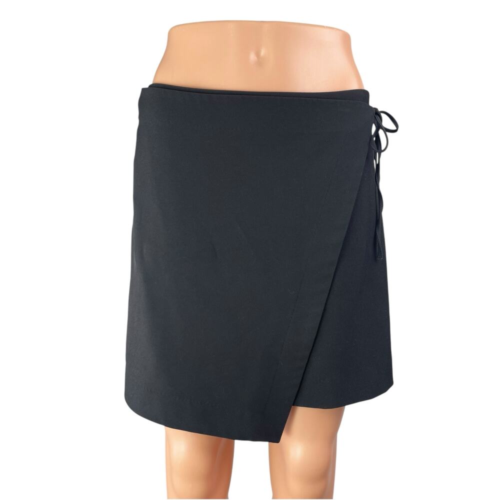 & Other Stories Women's Black Mid Rise Wrap Tie Mini Straight A-Line Skirt Sz 6